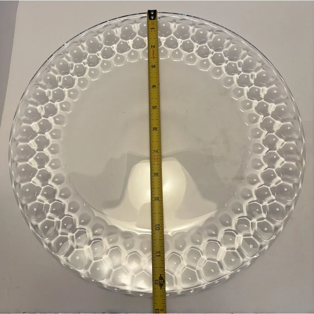 Tiffany &Co. Honeycomb Round Glass Platter Torte‎ Plate Serving Platter 12